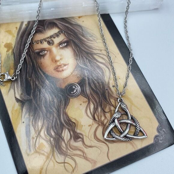 Stainless Steel Celtic Knot Serpents Necklace - Picture 2 of 5